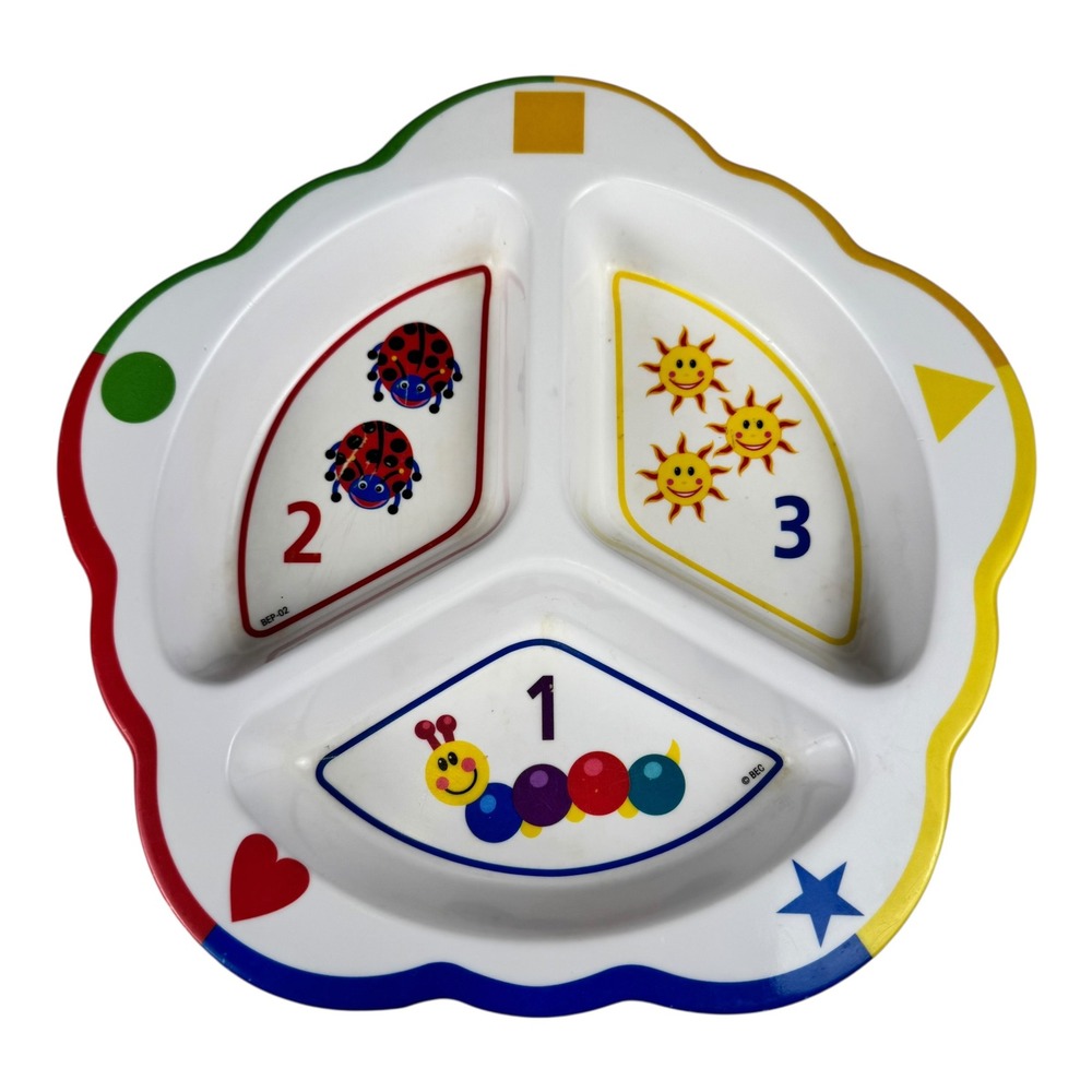 Baby Einstein Playtex Divided Plate Kids Toddler Counting Numbers Shapes Vintage